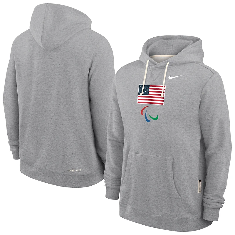 Men's Nike Heather Gray U.S. Paralympics Standard Issue Dri-FIT Hoodie