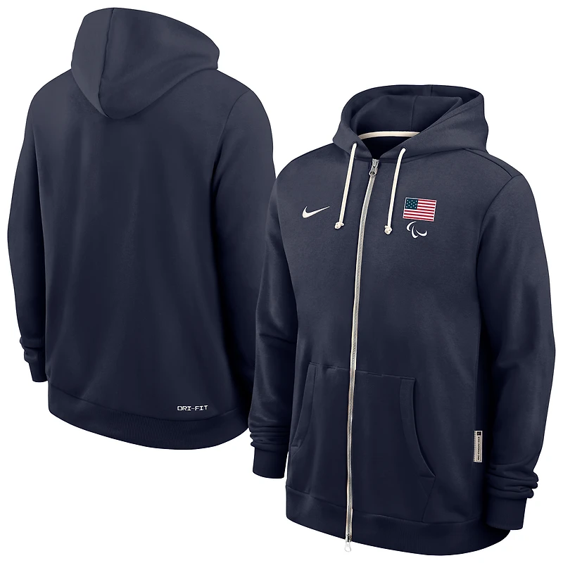 Men's Nike Navy U.S. Paralympics Standard Issue Dri-FIT Full-Zip Hoodie