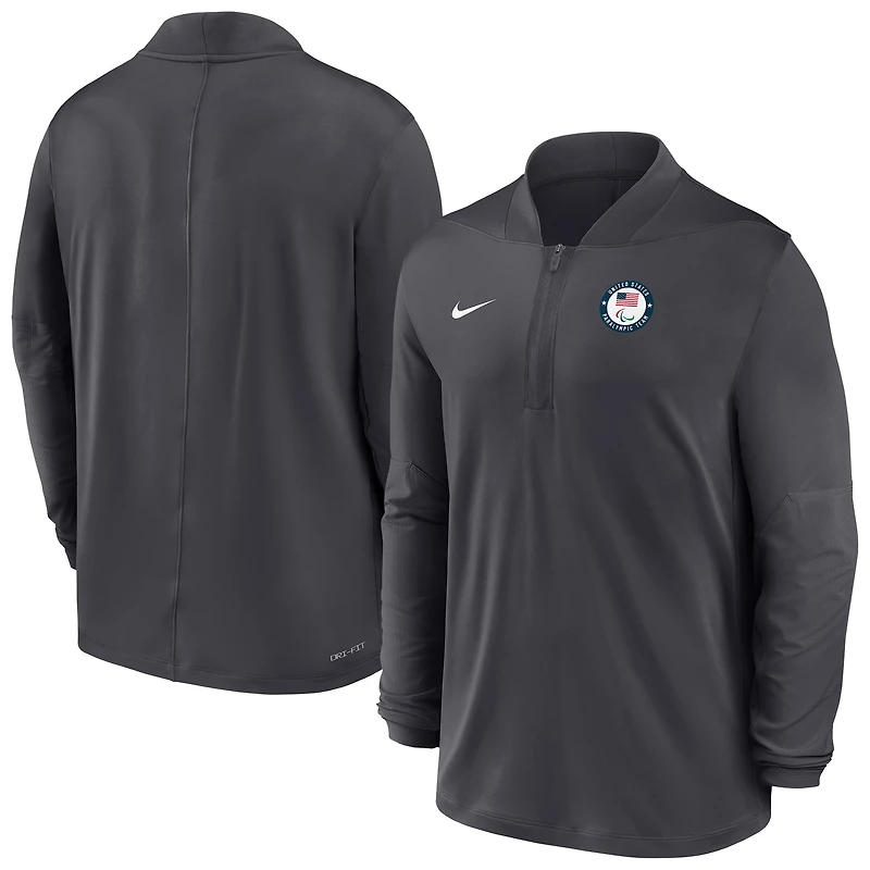 Men's Nike Anthracite U.S. Paralympics Dri-FIT Half-Zip Pullover
