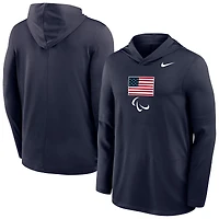 Men's Nike Navy U.S. Paralympics Lightweight Dri-FIT Long Sleeve Hoodie T-Shirt