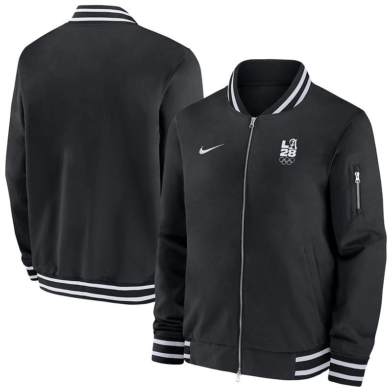 Men's Nike Black LA28 Summer Olympics Full-Zip Bomber Jacket