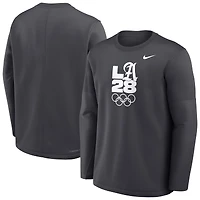Men's Nike Anthracite LA28 Coaches Script Therma-FIT Long Sleeve T-Shirt