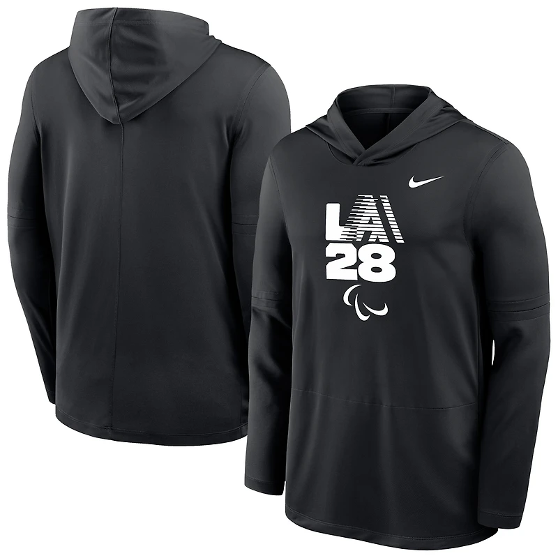 Men's Nike Black LA28 Summer Paralympics Lightweight Dri-FIT Long Sleeve Hoodie T-Shirt