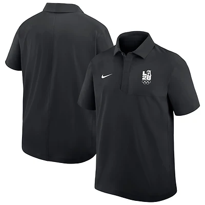 Men's Nike Black LA28 Summer Olympics Script Logo Woven Dri-FIT Polo