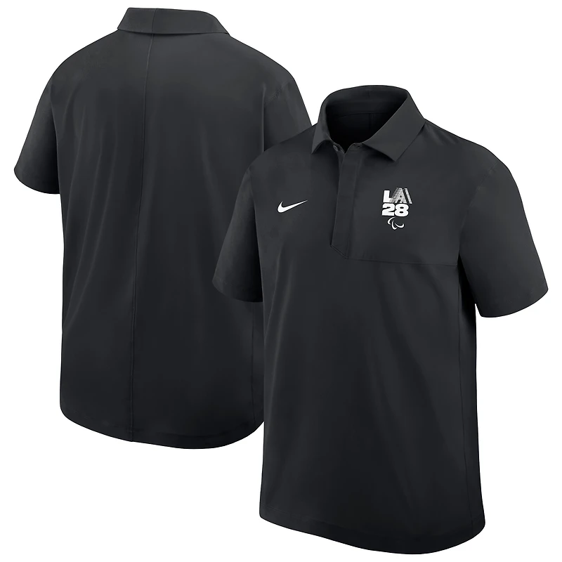 Men's Nike Black LA28 Summer Paralympics Woven Dri-FIT Polo