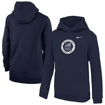 Youth Nike  Navy Team USA Primary Club Fleece Pullover Hoodie