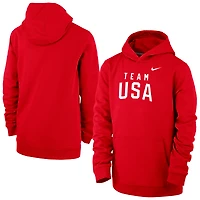 Youth Nike  Red Team USA Primary Club Fleece Hoodie