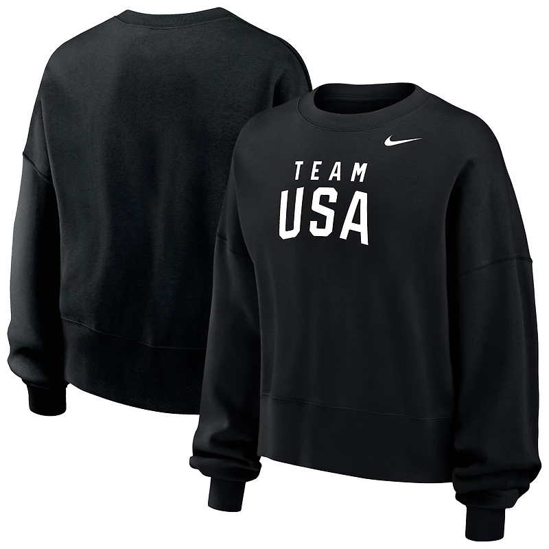 Women's Nike  Black Team USA Phoenix Pullover Sweatshirt