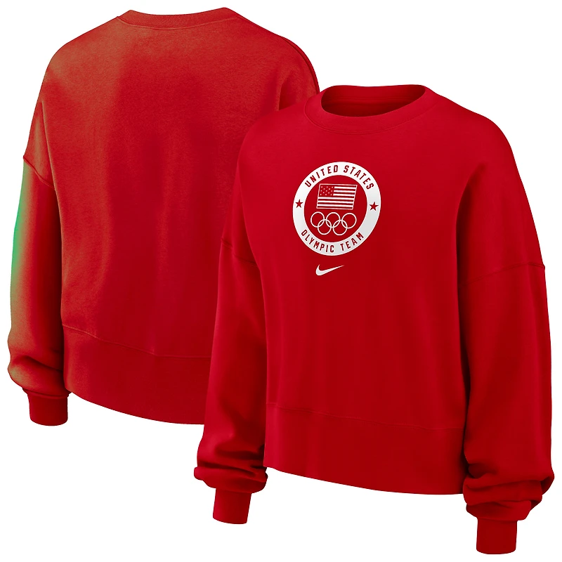 Women's Nike  Red Team USA Oversized Phoenix Pullover Sweatshirt