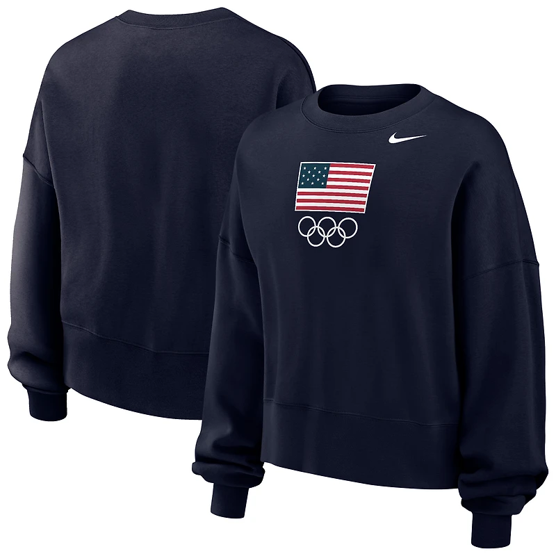 Women's Nike  Navy Team USA Phoenix Pullover Sweatshirt