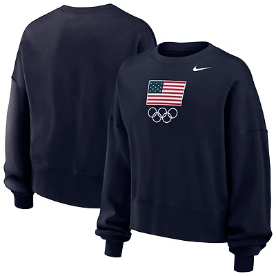 Women's Nike  Navy Team USA Phoenix Pullover Sweatshirt