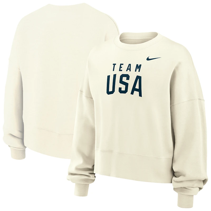 Girls Youth Nike Cream Team USA Oversized Phoenix Fleece Sweatshirt