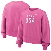 Girls Youth Nike Pink Team USA Oversized Phoenix Fleece Sweatshirt