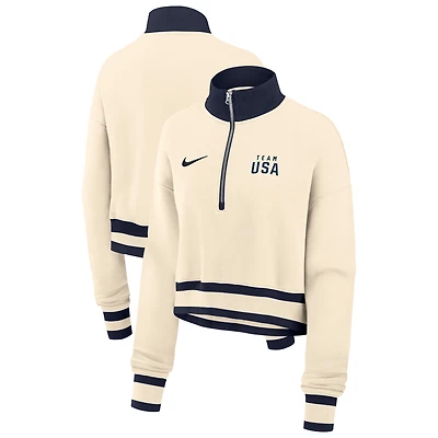 Women's Nike Cream Team USA Phoenix Fleece Half-Zip Sweatshirt