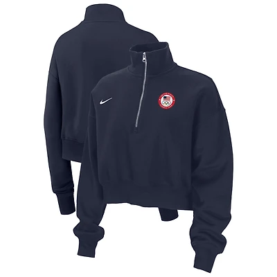 Women's Nike Navy Team USA Phoenix Fleece Half-Zip Sweatshirt