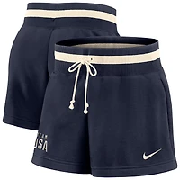 Women's Nike Navy Team USA Phoenix Fleece High Rise Shorts