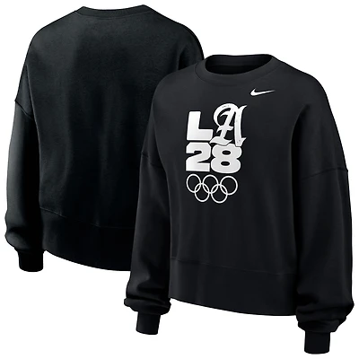 Women's Nike Black LA28 Summer Olympics Script Oversized Phoenix Fleece Sweatshirt