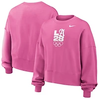 Girls Youth Nike Pink LA28 Summer Olympics Oversized Phoenix Fleece Sweatshirt