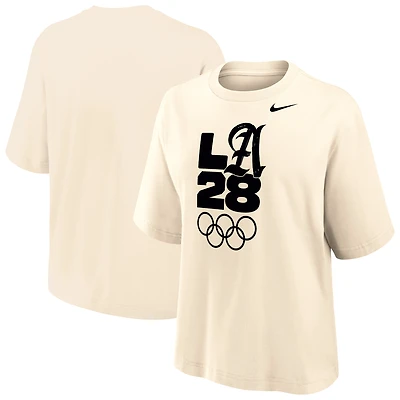 Women's Nike Cream LA28 Summer Olympics Script Logo Boxy T-Shirt