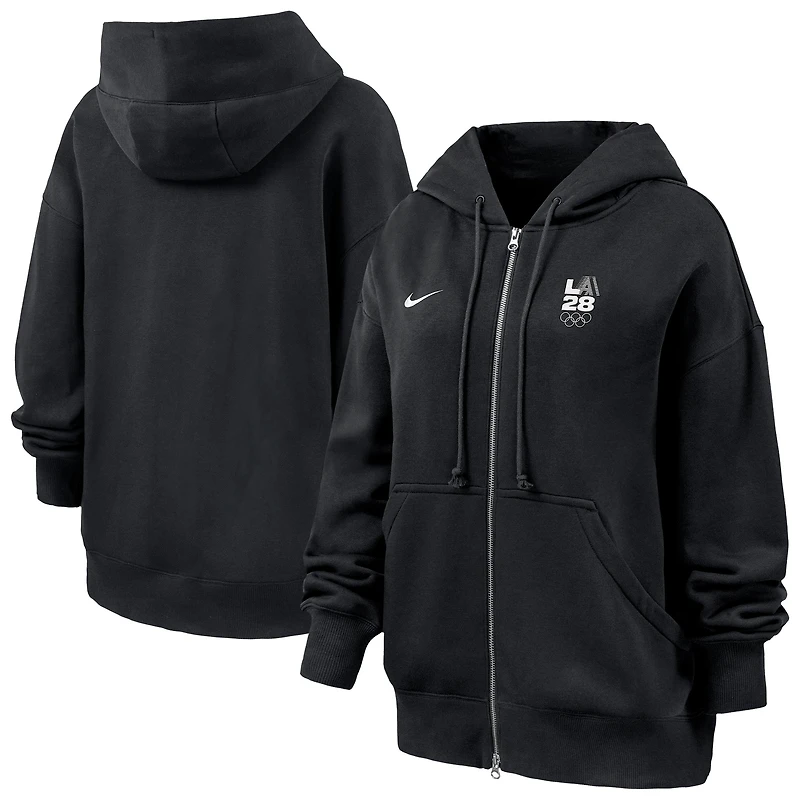 Women's Nike Black LA28 Summer Olympics Phoenix Fleece Full-Zip Hoodie
