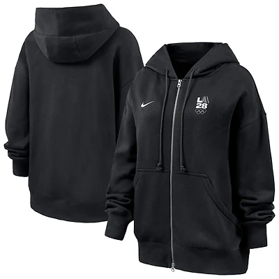Women's Nike Black LA28 Summer Olympics Phoenix Fleece Full-Zip Hoodie