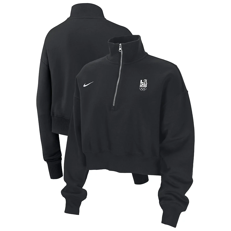 Women's Nike Black LA28 Summer Olympics Phoenix Fleece Half-Zip Sweatshirt