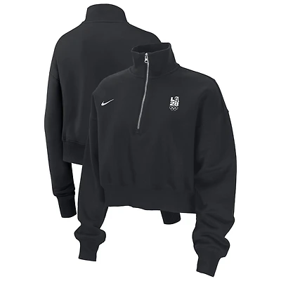 Women's Nike Black LA28 Summer Olympics Phoenix Fleece Half-Zip Sweatshirt