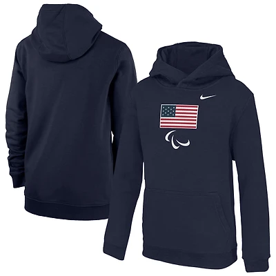 Youth Nike Navy U.S. Paralympics Primary Club Fleece Hoodie