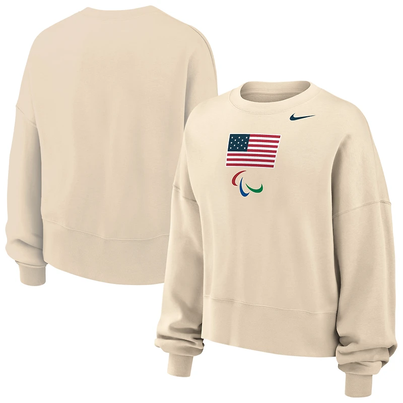 Women's Nike Natural U.S. Paralympics Oversized Phoenix Fleece Sweatshirt