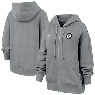 Women's Nike Heather Gray U.S. Paralympics Phoenix Fleece Full-Zip Hoodie
