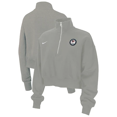 Women's Nike Heather Gray U.S. Paralympics Phoenix Fleece Half-Zip Sweatshirt