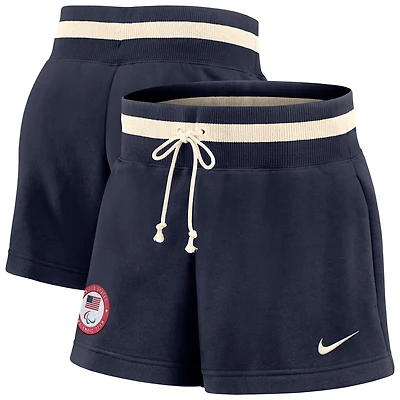 Women's Nike Navy U.S. Paralympics Phoenix Fleece High Rise Shorts