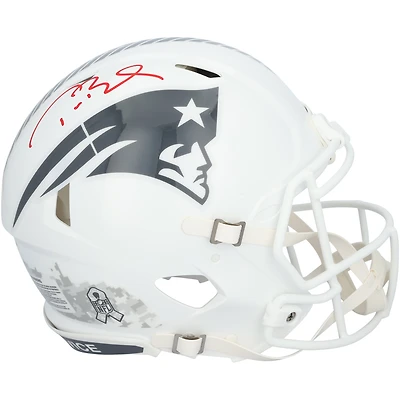 Tom Brady New England Patriots Autographed Riddell 2024 Salute To Service Speed Authentic Helmet - Signed in Red Ink