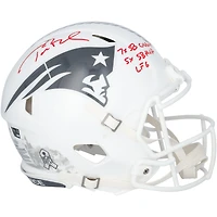 Tom Brady New England Patriots Autographed Riddell 2024 Salute To Service Speed Authentic Helmet with Multiple Inscriptions - Limited Edition #1/1 - Signed in Red Ink