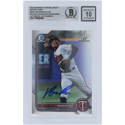 Brooks Lee Minnesota Twins Autographed 2022 Topps Bowman Chrome 1st Bowman Refractors #BDC-153 Beckett Fanatics Witnessed Authenticated 10 Card