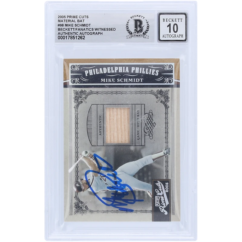 Mike Schmidt Philadelphia Phillies Autographed 2005 Donruss Playoff Prime Cuts GU Relic #98 #/50 Beckett Fanatics Witnessed Authenticated 10 Card