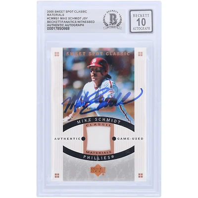 Mike Schmidt Philadelphia Phillies Autographed 2005 Upper Deck Sweet Spot Classic Materials GU Relic #CM-MS1 Beckett Fanatics Witnessed Authenticated 10 Card
