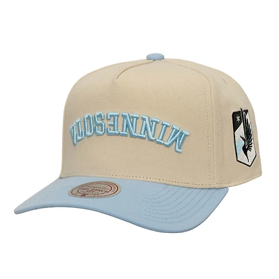 Men's Mitchell & Ness  Cream/Light Blue Minnesota United FC Upside Down Pro Pinch Snapback Hat