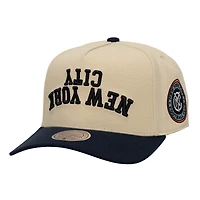 Men's Mitchell & Ness  Cream/Navy New York City FC Upside Down Pro Pinch Snapback Hat