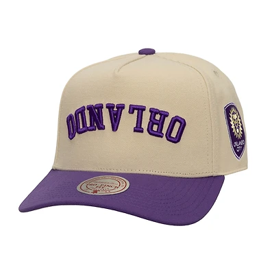 Men's Mitchell & Ness  Cream Orlando City SC Two-Tone Upside Down Pro Pinch Snapback Hat