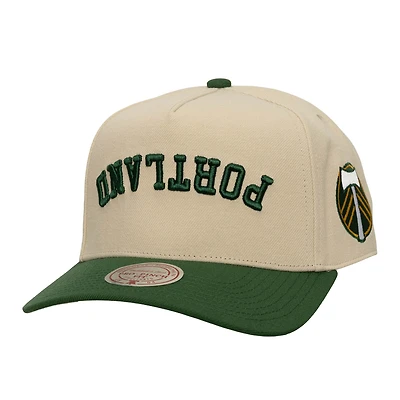 Men's Mitchell & Ness  Cream/Green Portland Timbers Upside Down Pro Pinch Snapback Hat