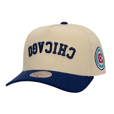Men's Mitchell & Ness  Cream/Navy Chicago Fire Upside Down Pro Pinch Snapback Hat