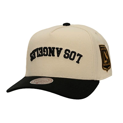 Men's Mitchell & Ness  Cream/Black LAFC Upside Down Pro Pinch Snapback Hat