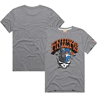 Men's Homage Gray New York Knicks  x Grateful Dead Skull Tri-Blend T-Shirt