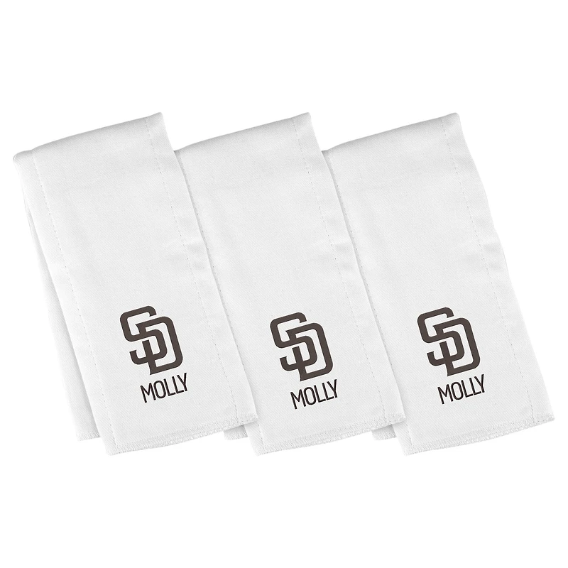 Infant Chad & Jake White San Diego Padres Personalized Burp Cloth 3-Pack