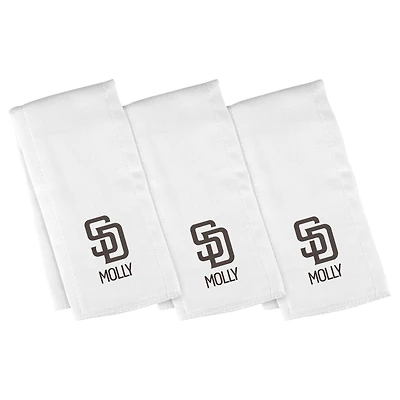 Infant Chad & Jake White San Diego Padres Personalized Burp Cloth 3-Pack
