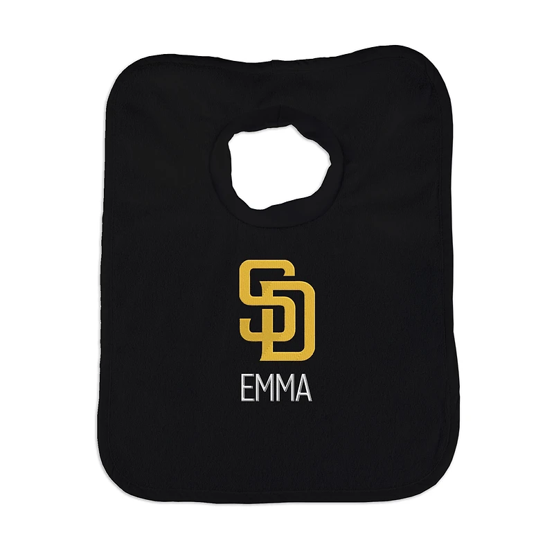 Infant Chad & Jake Black San Diego Padres Personalized Bib