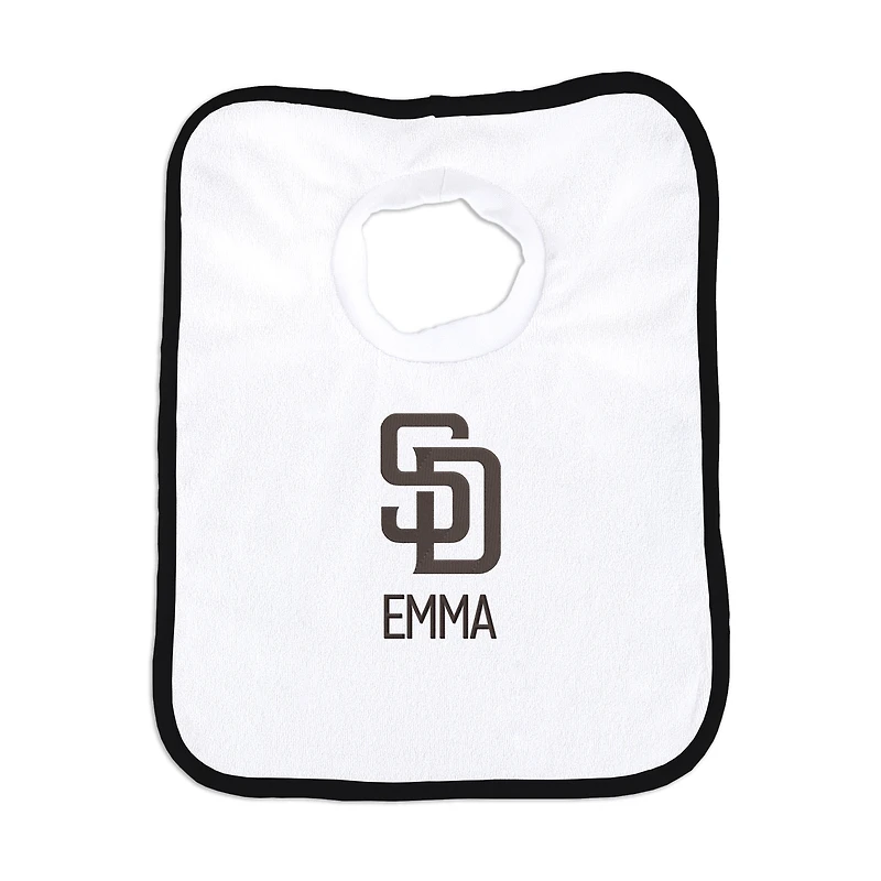 Infant Chad & Jake White San Diego Padres Personalized Bib