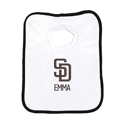 Infant Chad & Jake White San Diego Padres Personalized Bib