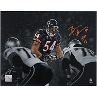 Brian Urlacher Chicago Bears Autographed 11" x 14" Spotlight Snow Photograph with "HOF 18" Inscription